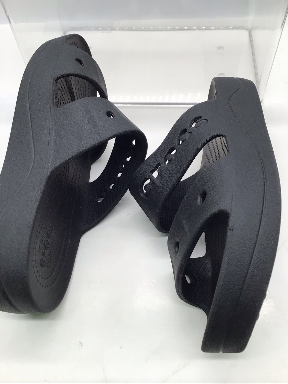 CROCS Black Baya Platform Slide-On Sandals - Picture 6 of 8